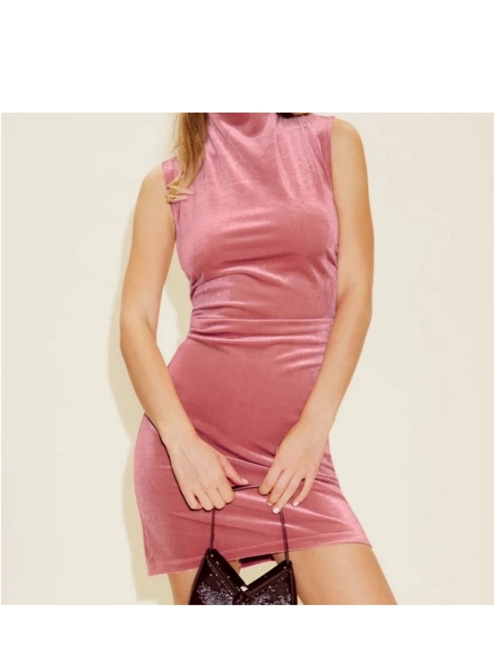 Reformation Sleeveless Dusty Rose Velvet Mini Dress